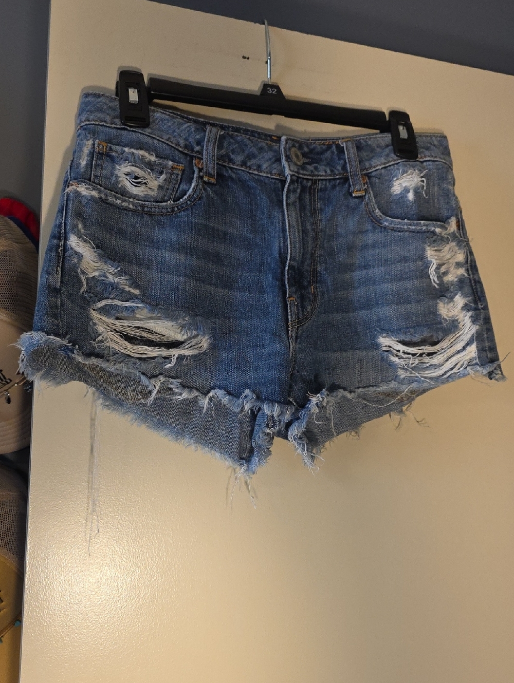 American Eagle Outfitters Distressed Blue Denim Cutoff Shorts 2011 Daisy Dukes